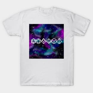 DnD Polyhedral Dice Galaxy - Cosmic Rainbow T-Shirt